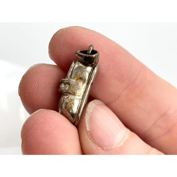 Children's Shoe Silver Toned Rhinestone Accented Vintage Pendant | Charm - Picture 6 of 9